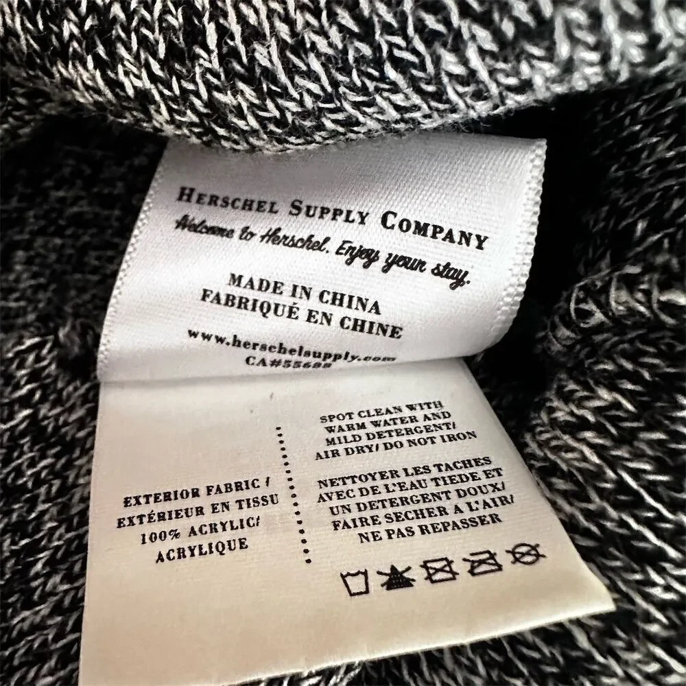 Herschel Abbott Knit Beanie Hat Unisex Cuffed Logo Patch Black One Size